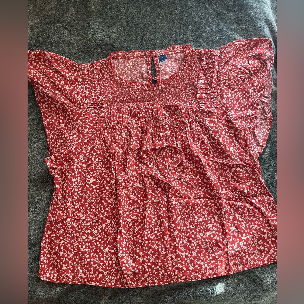 Old Navy Floral Rust Top, Size Small